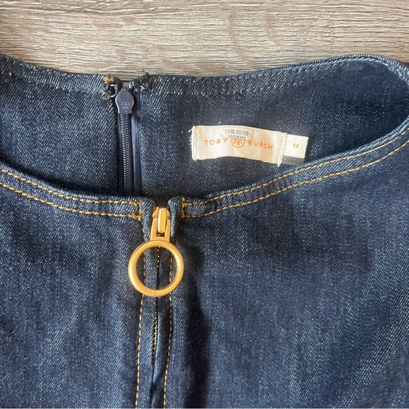 Tory Burch front zip denim dress, size 14 - Picture 2 of 4